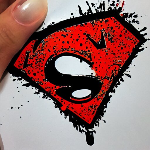 die cut sticker, luffy is superman, splatter paint on paper 