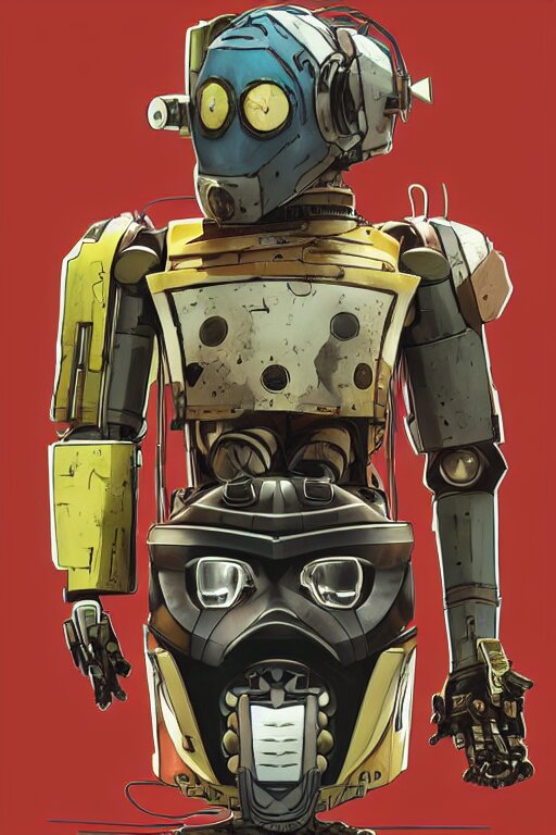 
robot ninja mask helmet bot borderland that looks like it is from Borderlands and by Feng Zhu and Loish and Laurie Greasley, Victo Ngai, Andreas Rocha, John Harris 
