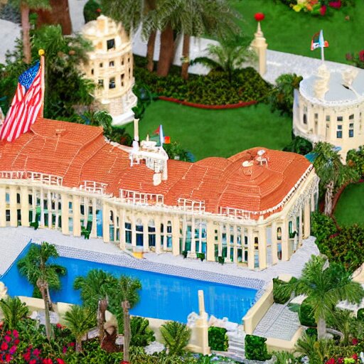 mar - a - lago lego set, fbi agents on the lawn, raid, tilt shift photography 