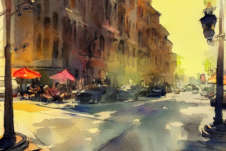 street summer watercolor light color on artstation 