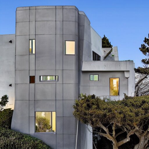 a modern concrete mansion on the bluffs overlooking downtown san francisco 