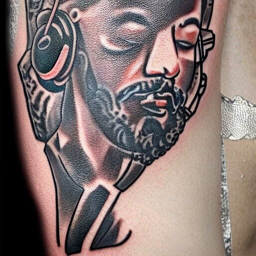 a tattoo of a dj khaled 