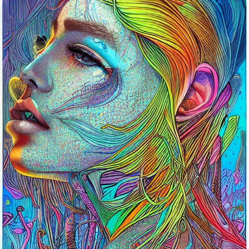 the head of a beautiful rainbow woman, an ultrafine detailed illustration by james jean, final fantasy, intricate linework, bright colors, behance contest winner, vanitas, angular, altermodern, unreal engine 5 highly rendered, global illumination, radiant light, detailed and intricate environment 