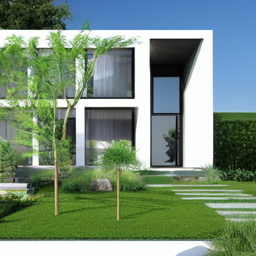 mansion exterior modern contemporary grass plants highly realistic high quality octane render 