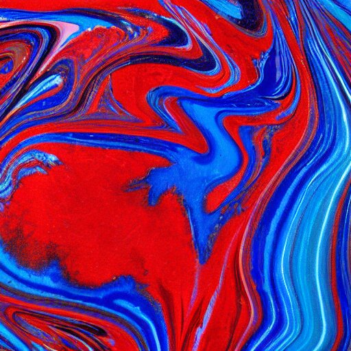 wet paint marbling, red and blue duotone 