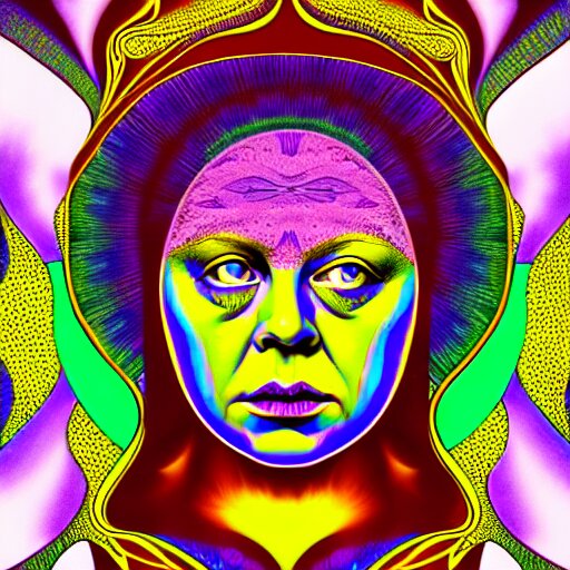 an extremely psychedelic portrait of madame blavatsky, surreal, lsd, face, detailed, intricate, elegant, lithe, highly detailed, digital painting, artstation, concept art, smooth, sharp focus, illustration 