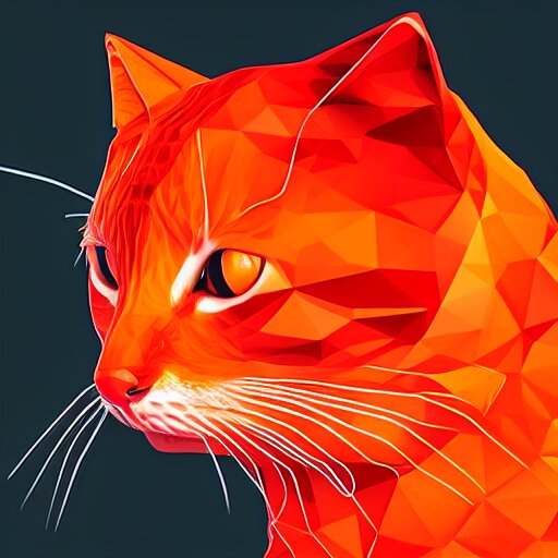 orange to red gradient low poly art of cat 