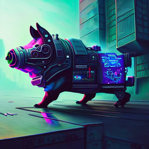 painting of a cyberpunk flying pig, sharp focus, award - winning, trending on artstation, masterpiece, highly detailed, intricate, cartoon, anime. art by merwild and ernesto irawan and rachel denton 