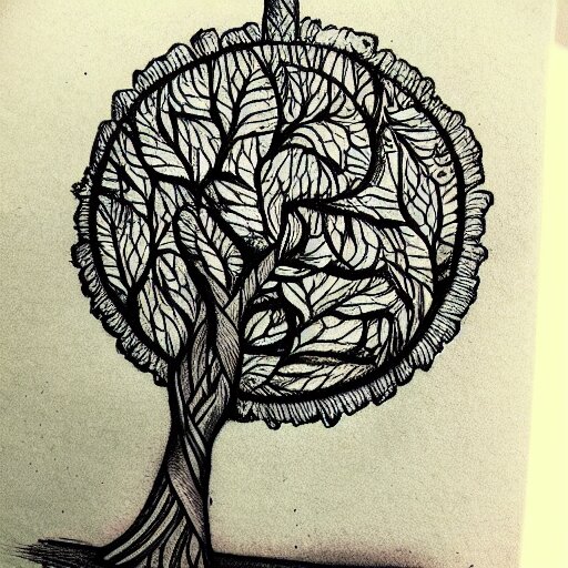 tattoo sketch of Tree, high detail