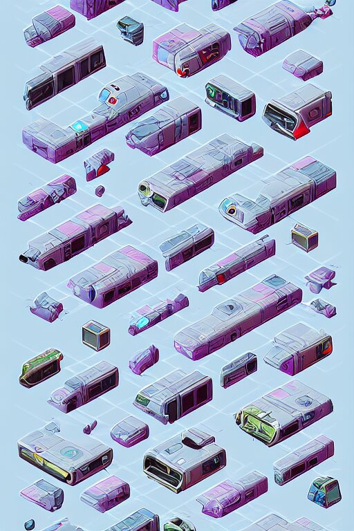 isometric design, sprite sheet, game resources, futuristic van by josan gonzalez 