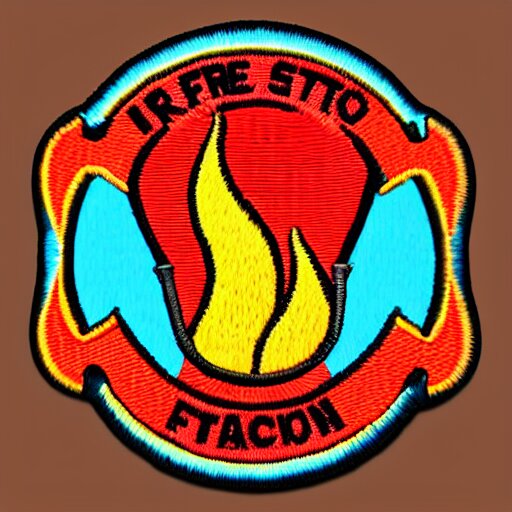 fire station flame embroidered patch retro design 