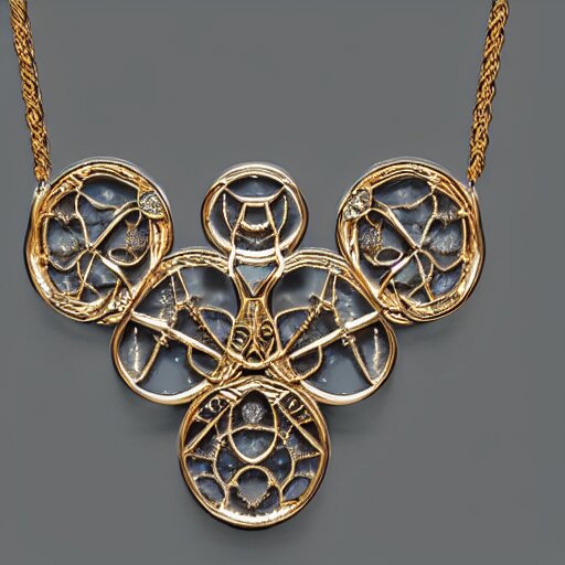 jewelry inspired by leonardo da vinci , symmetrical, high detail, product photo