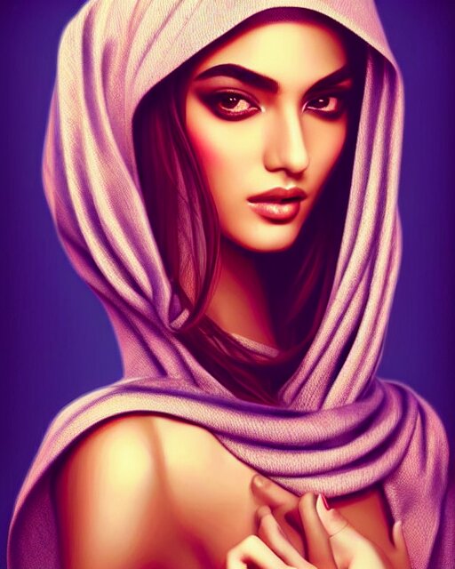 richly detailed color illustration of very very very very very beautiful Arab fashion model illustrated by Artgerm and Mina Petrovic and Timothy Kong and Marina Federovna. 3D shadowing