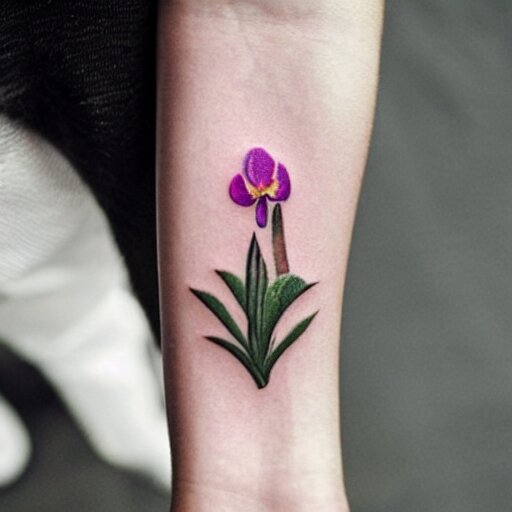 simple tattoo of an orchid sprouting from the earth