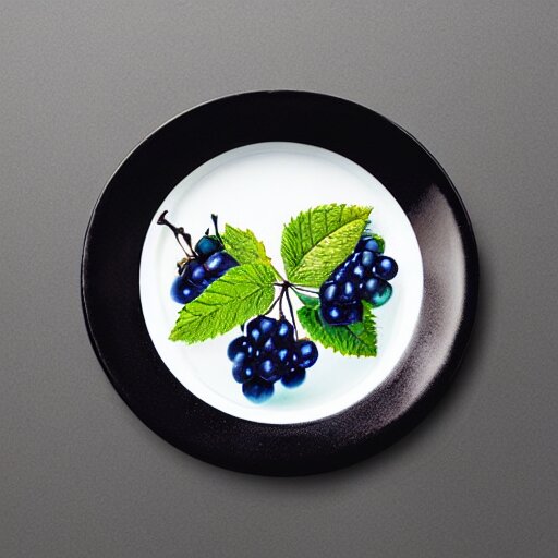 a man eats black currants in a plate, hyper realistic, hyper detailed, cfg _ scale 1 2 