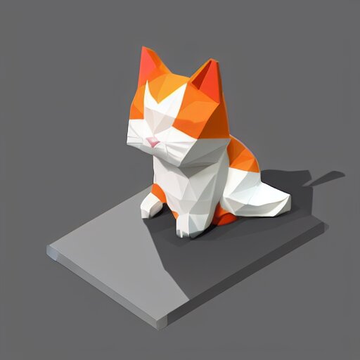 cat, white background, isometric, low poly