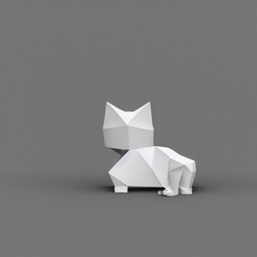 low poly render of a cat on a white background isometric 3D Utra HD