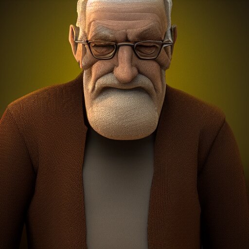 3d sculpture of a old man portrait, octane render, blender, studio lighting