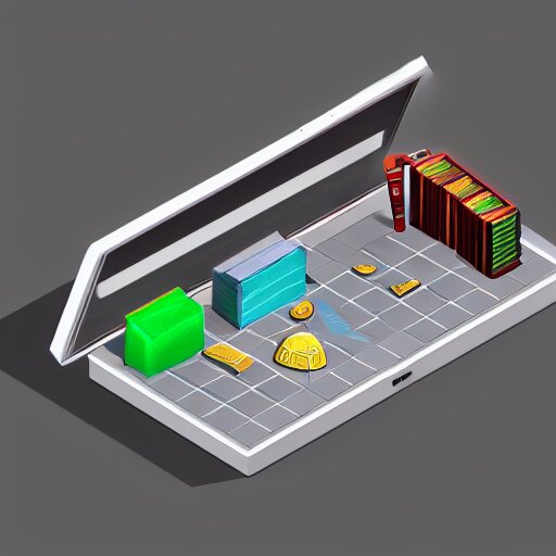 lootbox in the style of peter tarka, 3 d, isometric, game, octane, game, artstation 