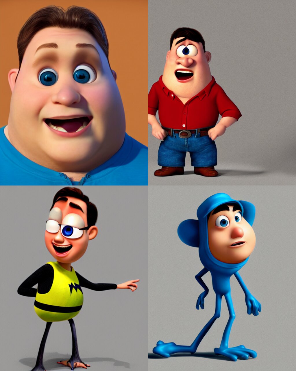 Medium shot of a typical character in the style of Pixar