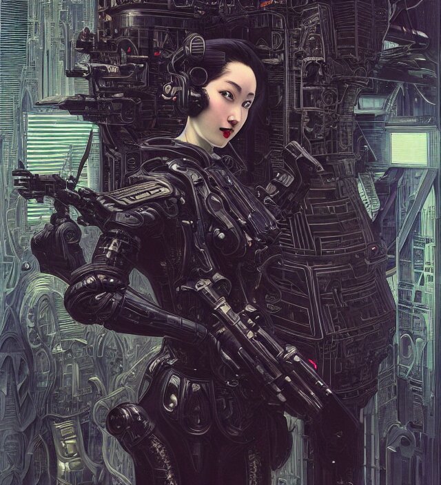 a baroque portrait of a retrofuturistic assassin in light surrounded by advanced architecture. minimalist dark wet architecture with some highly detailed science fiction details, rich colors, high contrast, black shadow level, moody dark background. trending on artstation an ultrafine hyperdetailed colorfull illustration by kim jung gi, moebius, irakli nadar, alphonse mucha, ayami kojima, amano, greg hildebrandt, syd mead and mark brooks, female, feminine, art deco, new baroque, intricate linework, colors by frank frazetta 