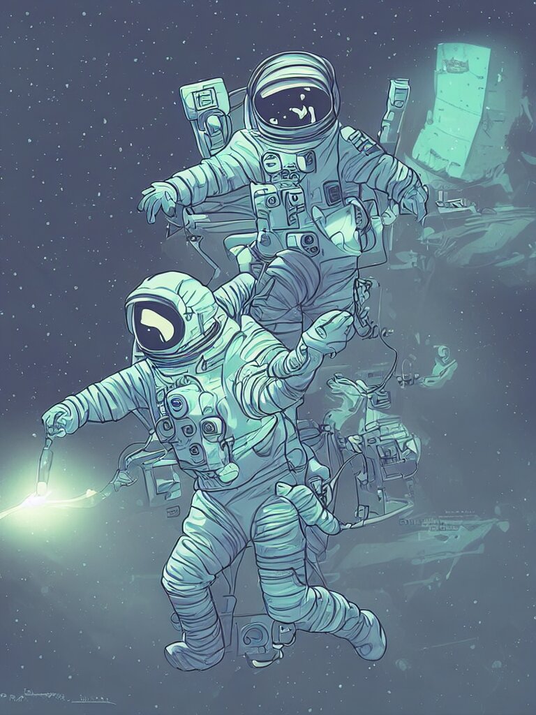 astronaut glowing in the dark by disney concept artists, blunt borders, rule of thirds 