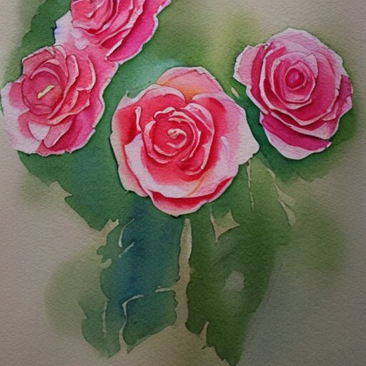 watercolor little roses 