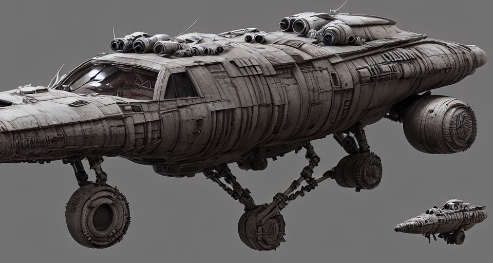 highly detailed cinematic scifi render of 3 d sculpt of fury road spaceship, guardians of the galaxy, star wars, maschinen krieger, raphael lecoste 