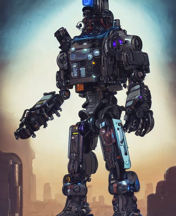 cyberpunk pathfinder robot from apex legends, portrait by james gurney and laurie greasley, concept art, cinematic composition, dramatic lighting, highly detailed, vintage sci - fi 