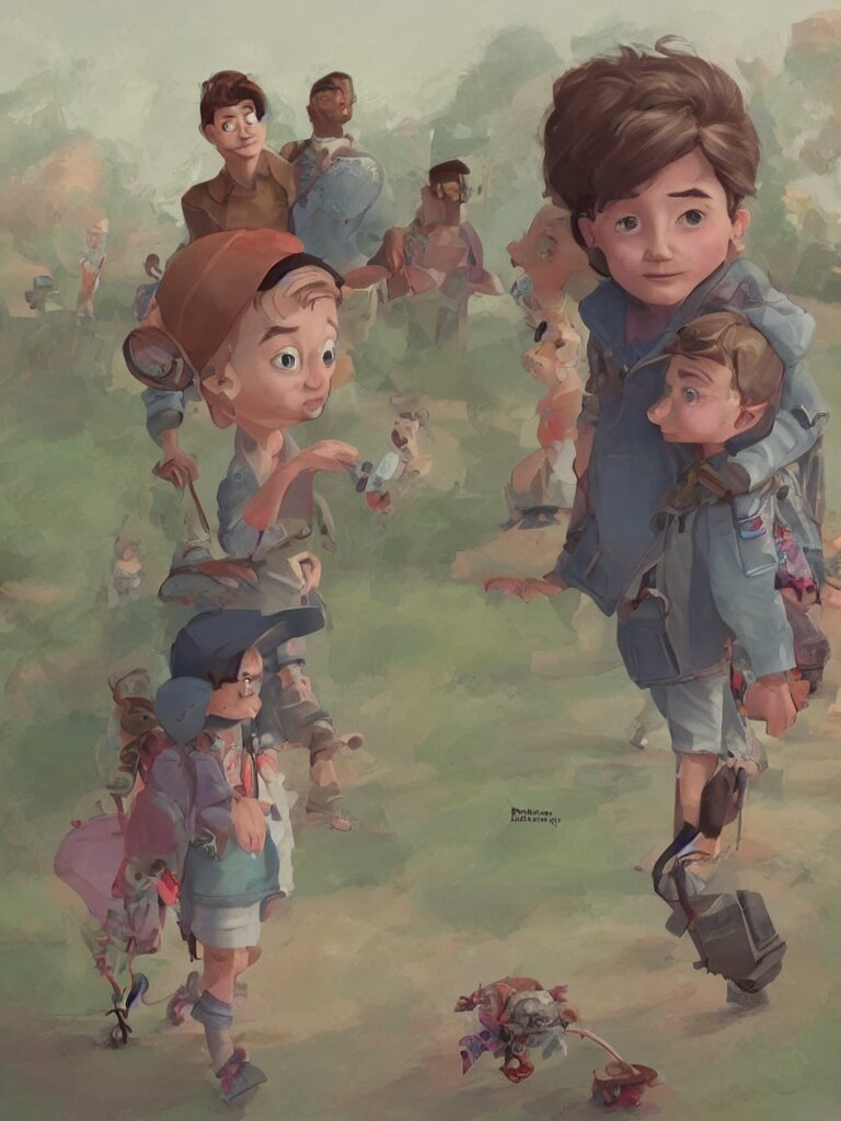 non - binary kid by disney concept artists, blunt borders, rule of thirds 