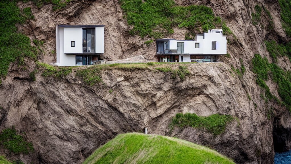 house built on the side of a cliff, award winning photo