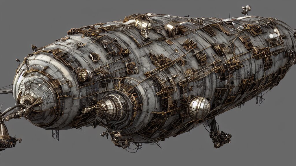 steampunk tardigrade airship, high detail, octane render, 8k