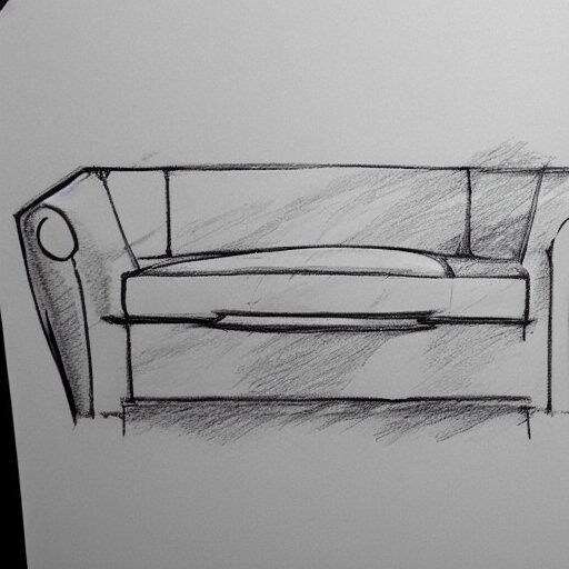 detailed sketch, a prototype concept design of a sofa, commercial tv add, blade runner style,