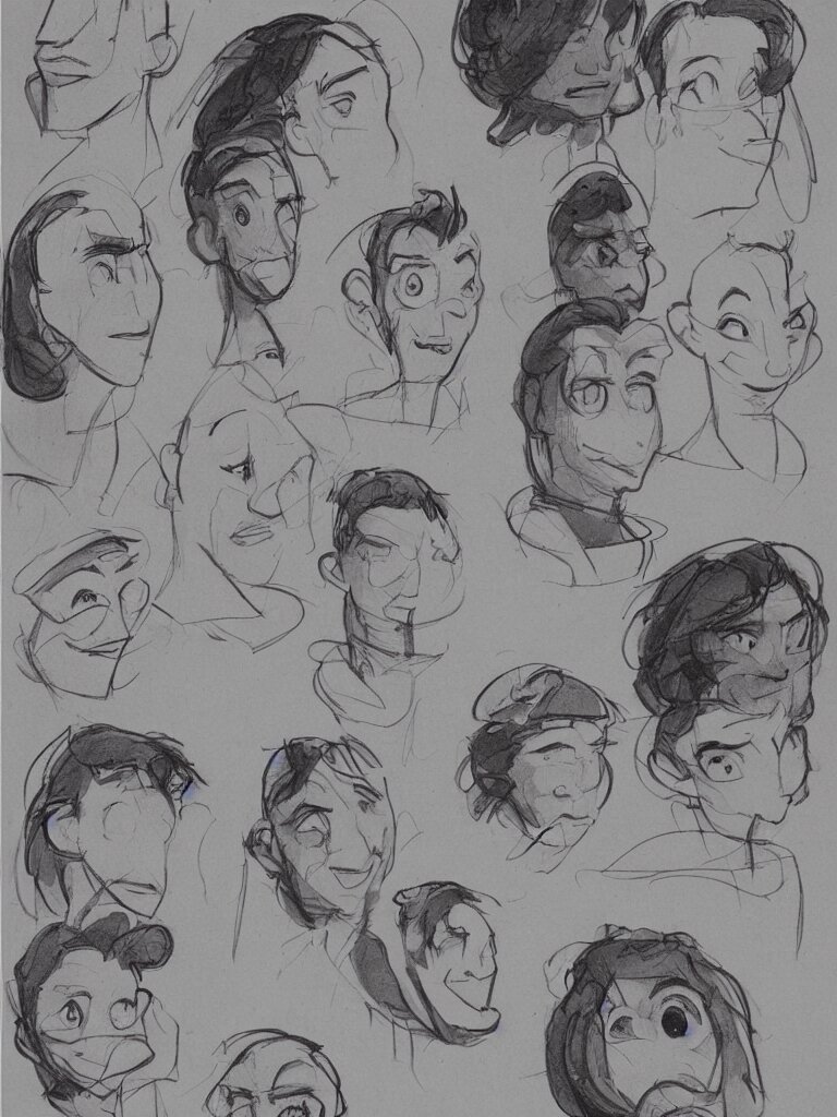 faces by disney concept artists, blunt borders, rule of thirds 