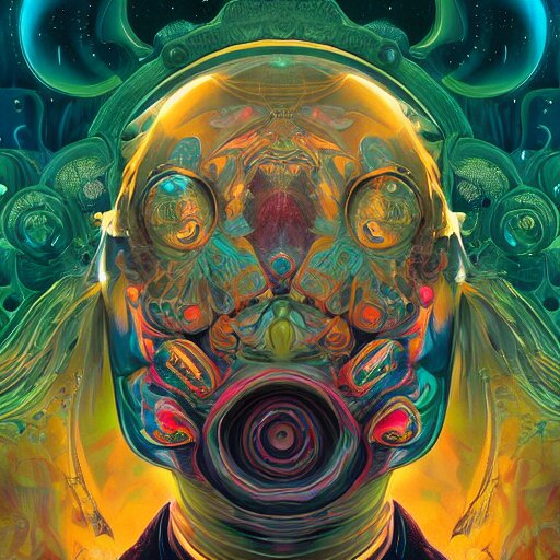 An extremely psychedelic experience, colorful, surreal, dramatic lighting, cosmonaut, LSD, face, detailed, intricate, elegant, highly detailed, digital painting, artstation, concept art, smooth, sharp focus, illustration, art by Sam Spratt, Dan Mumford, Artem Demura and Alphonse Mucha