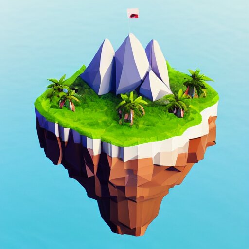 a floating island on an ocean isometric art, low poly art, game art, artstation, 3D render, cgsociety, unreal engine 5