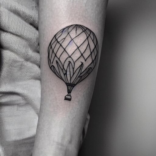 a tattoo of balloons, tattoo art, black and white tattoo,