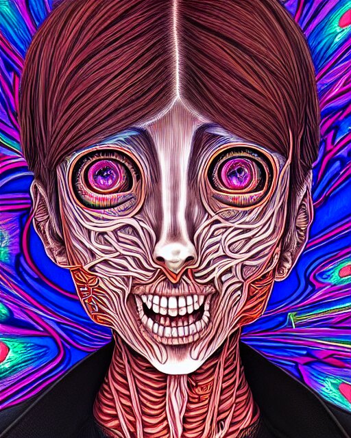 human spirit breaking away, conjuring psychedelic background, part by shintaro kago, part by alex gray, ross tran, james jean, ultra realistic, highly detailed, 8 k, trending on artstation, symmetry 