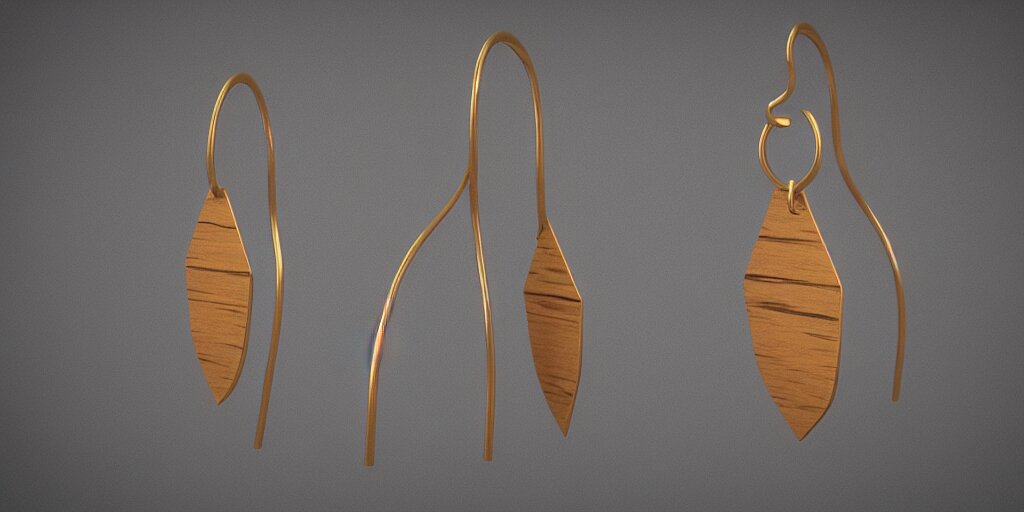 earring design, jewelry design, wood, nordic, material, product design, trending on artstation, cgsociety, photo realistic, design by ziva cph and isabel lennse, 8 k, unreal engine, c 4 d 