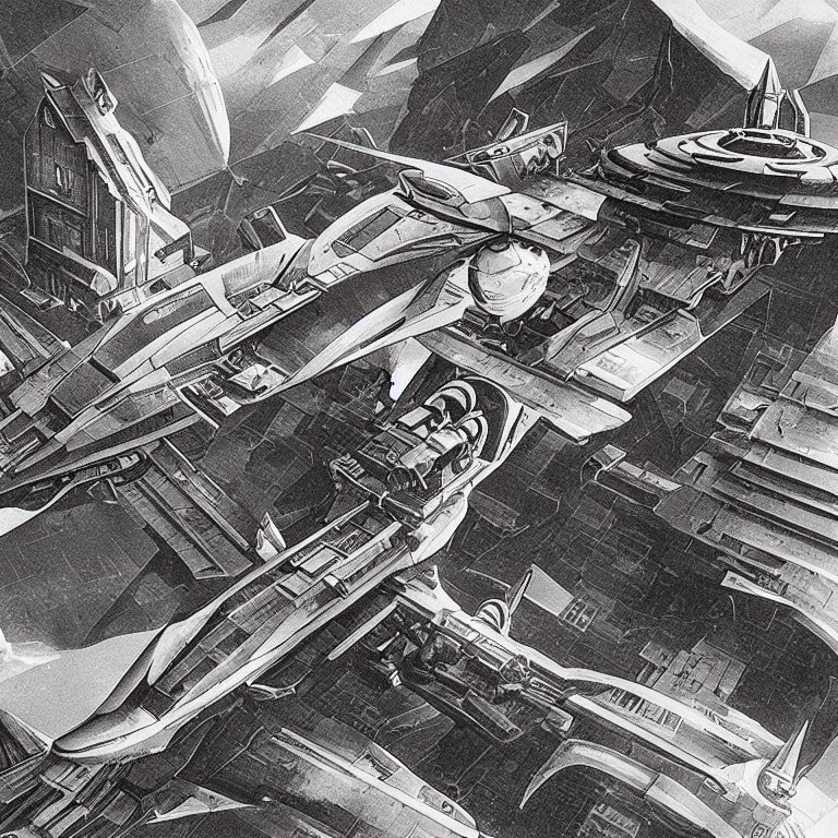 a spaceship built by MC Escher, sci-fi concept art, highly detailed