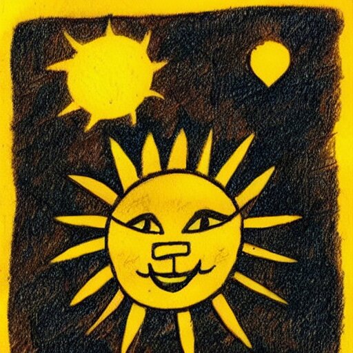 tattoo sketch on yellow paperp, polynesian style, sun hugging the cat, maori, ornament
