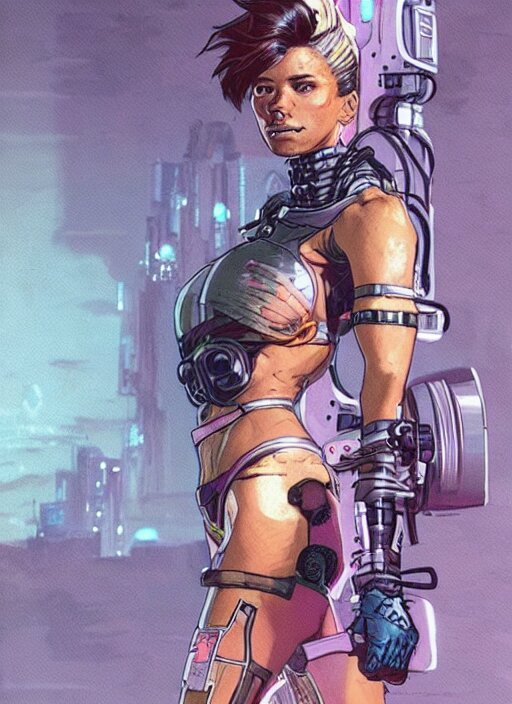 apex legends cyberpunk fitness babe. concept art by james gurney and mœbius. gorgeous face. 