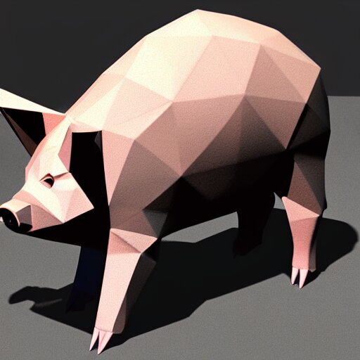 low poly pig render unreal engine 5, ray tracing, in an isometric view using a playstation 1 ps 1 aesthetics, asset, blank background 