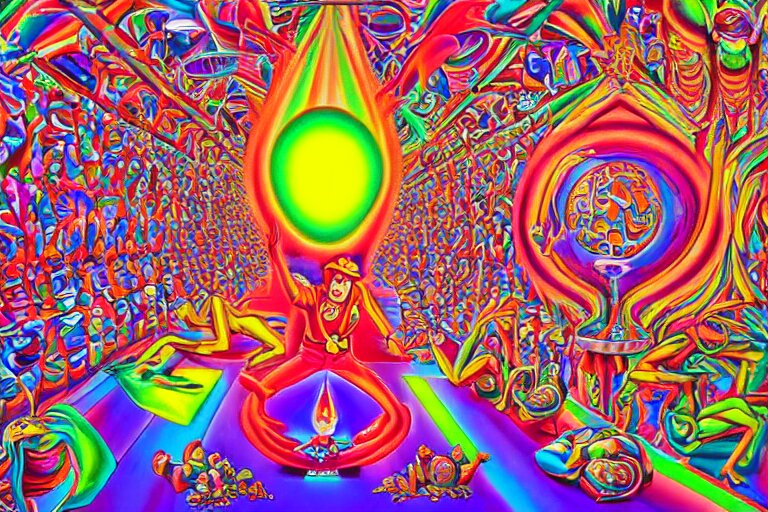 mario tripping on acid by alex grey, psychedelic, vibrant, 