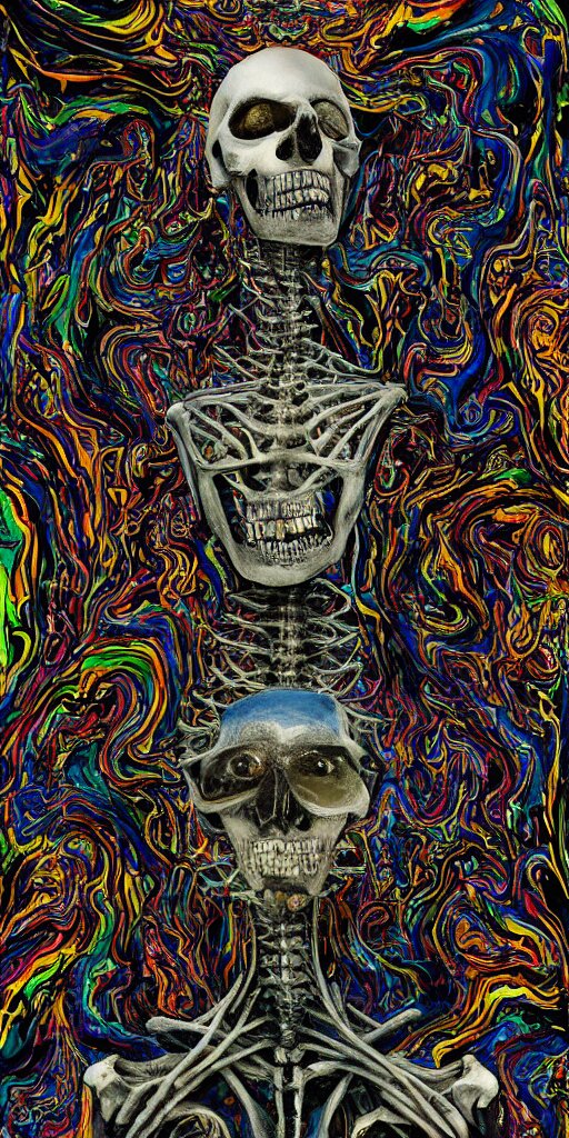 Skeletal a sobbing man and a happy women, furry creatures, highly detailed, half skull face, cinematic, infographic for imaginary animals, golden hour, backlit by an alien planet, sharp focus, psychedelic LSD manga, abstract oil painting by Raqib Shaw and joseph albers, MC Escher illustration, 8k,by Stanley Artgermm,Tom Bagshaw,Greg Rutkowski,Carne Griffiths, Ayami Kojima, Beksinski, Giger,trending on DeviantArt,hyper detailed,horror, full of colour, golden hour