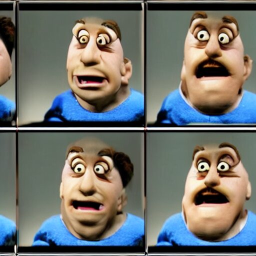 harris ford really annoyed, claymation, creepy, weird faces 