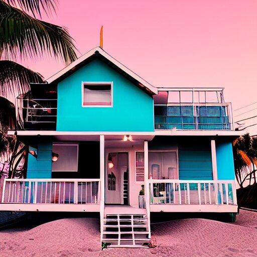 Retro-wave house in beach