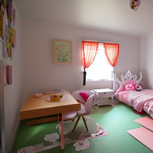 cute girls bedroom, simple japanese girls bedroom, kawaii, 8 k photography 