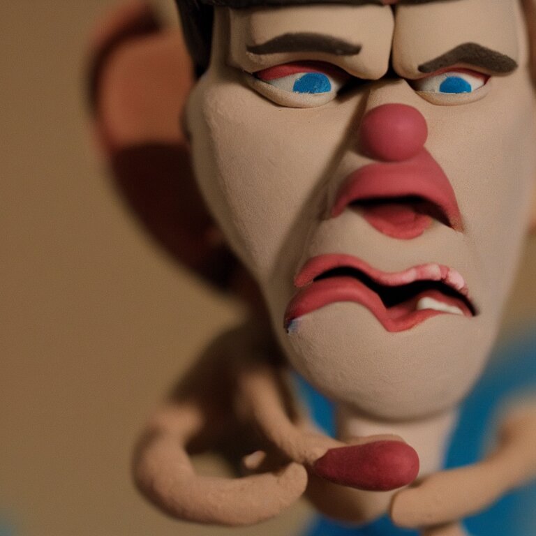 a cinematic film still of a claymation stop motion film starring jim carrey, shallow depth of field, 8 0 mm, f 1. 8 