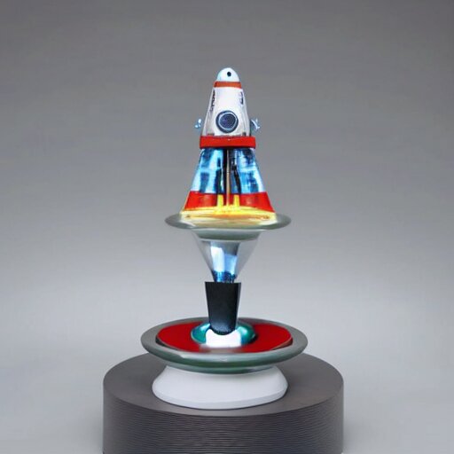 ufo sculpture toy on display 